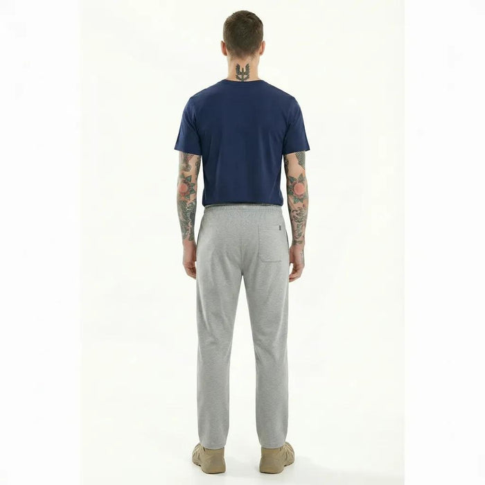 Men Grey Melange Solid Regulr Fit TrackPant