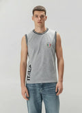 Men Grey Melange Typography Printed T-shirt