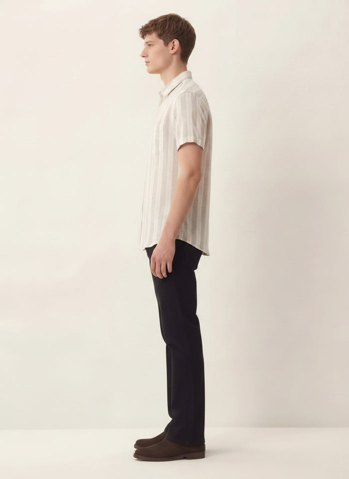 Men Grey Striped Casual Shirt