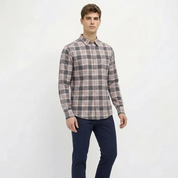 Men Grey Tartan Checks Checked Casual Shirt