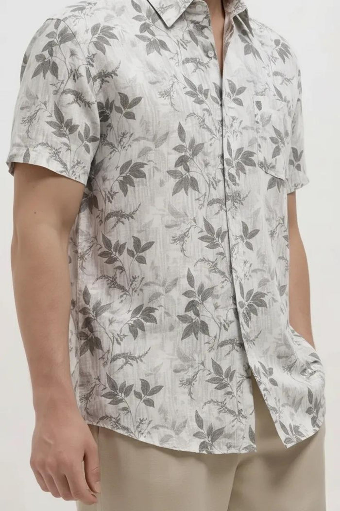 Men Heather Floral Printed Casual Shirt