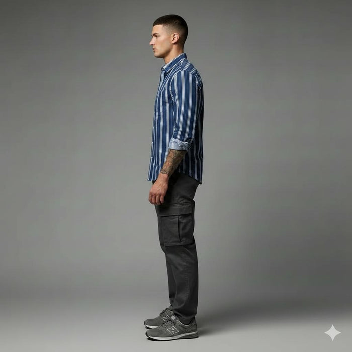 Men Ice Striped Casual Shirt