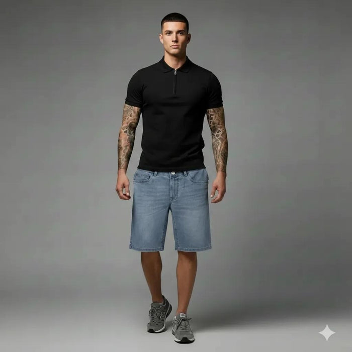 Men Ice Washed Denim Shorts Technology