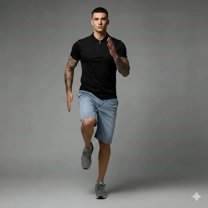 Men Ice Washed Denim Shorts Technology