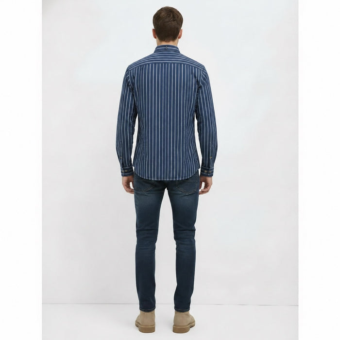 Men Indigo Striped Casual Shirt