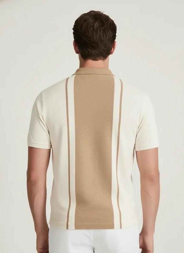 Men Khaki Colourblocked Polo Collar T-shirt