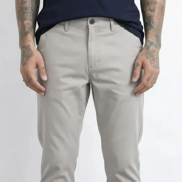 Men Light Grey Chinos Trousers
