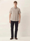 Men Light Khaki Striped Casual Shirt