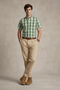 Men Light Olive Checked Casual Shirt