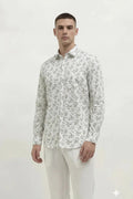 Men Light Olive Floral Printed Casual Shirt