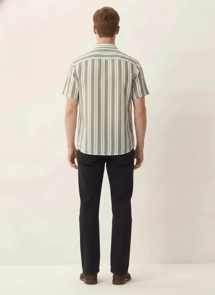 Men Light Olive Striped Casual Shirt