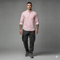 Men Light Pink Striped Casual Shirt