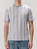 Men Lilac Striped Round Neck T-shirt