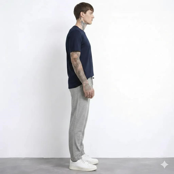 Men Linen Melange Regular Fit Textured Joggers
