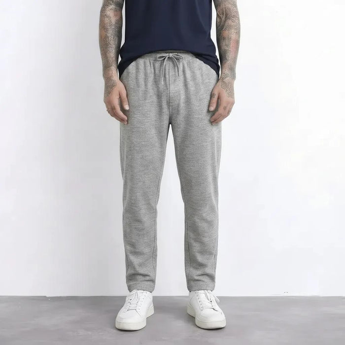 Men Linen Melange Regular Fit Textured Joggers