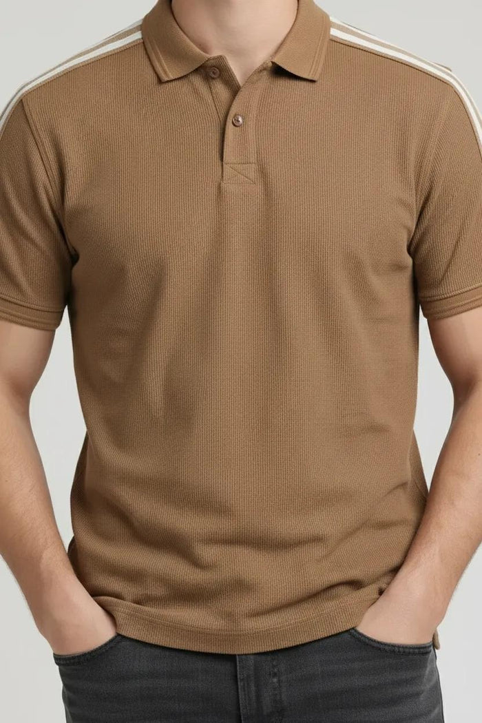 Men Malt Striped Polo Collar T-shirt