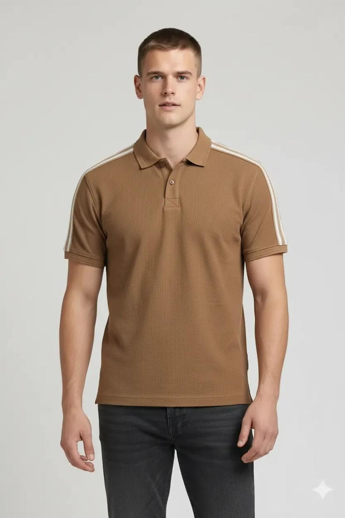 Men Malt Striped Polo Collar T-shirt