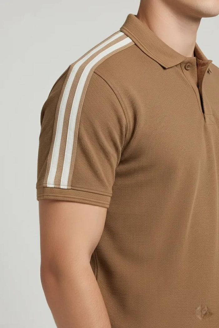 Men Malt Striped Polo Collar T-shirt