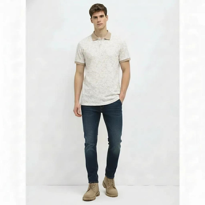 Men Mastic Floral Printed Polo Collar T-shirt