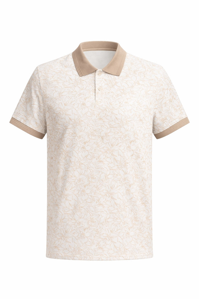 Men Mastic Floral Printed Polo Collar T-shirt