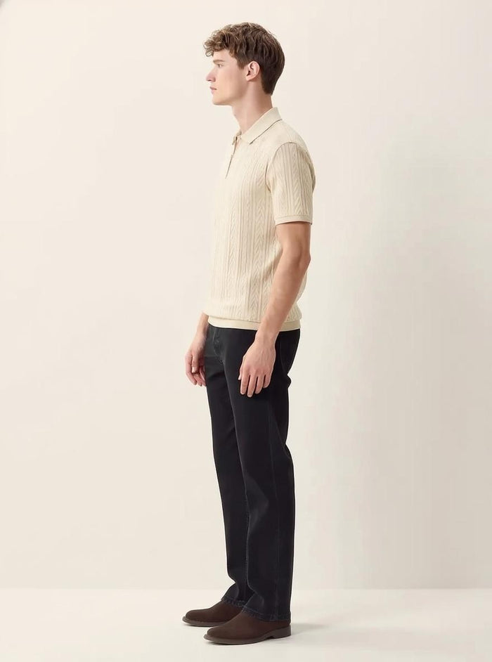 Men Mastic Polo Collar Self Design T-shirt