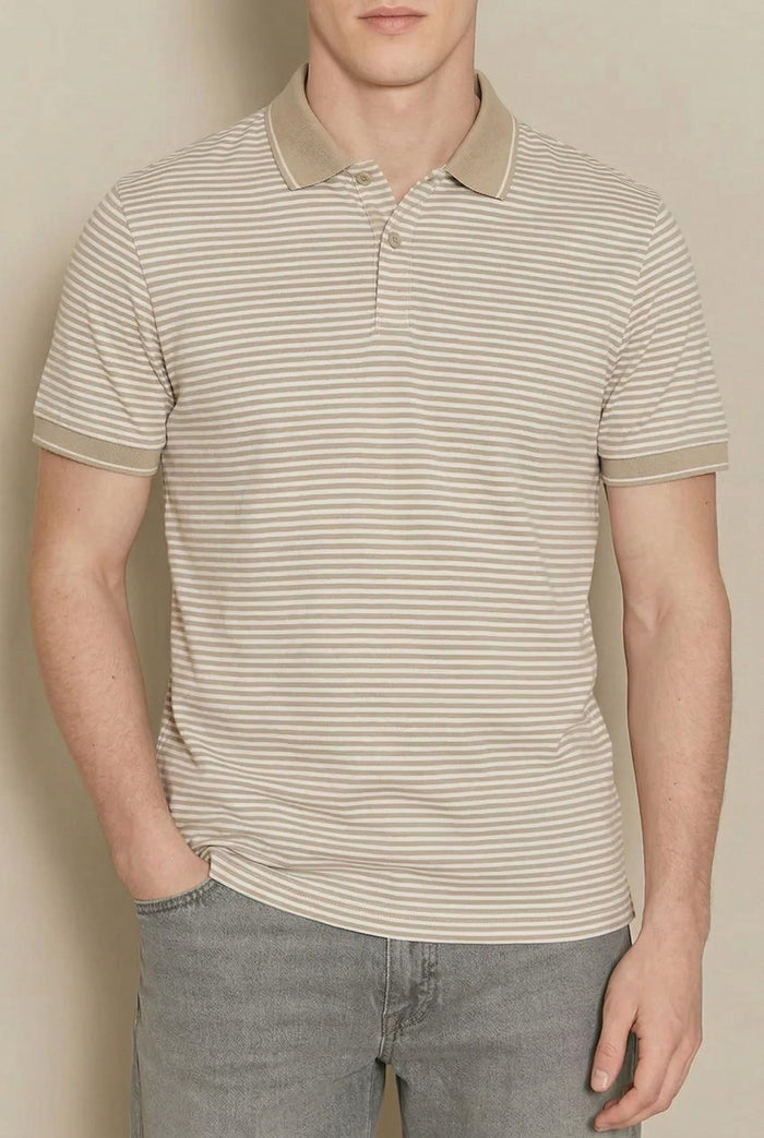 Men Mastic Striped Polo Collar T-shirt