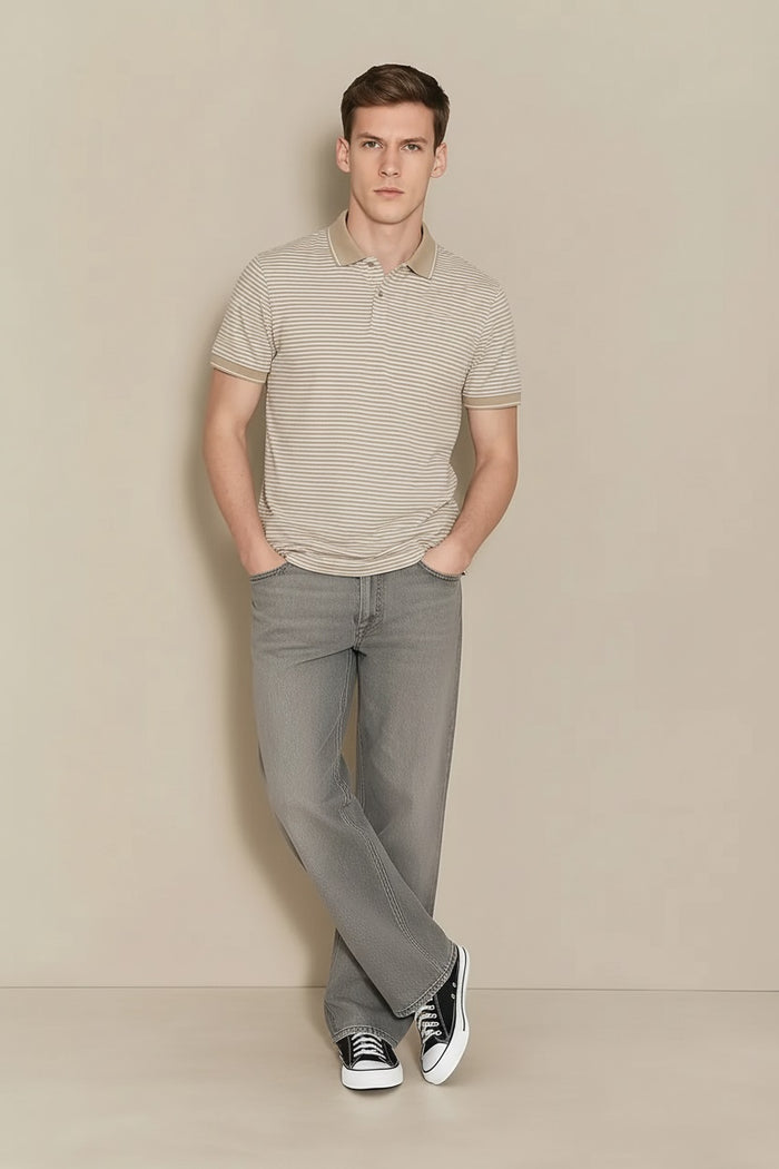 Men Mastic Striped Polo Collar T-shirt
