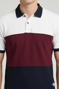 Men Merlot Colourblocked Polo Collar T-shirt