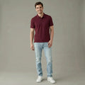 Men Merlot Polo Collar T-shirt