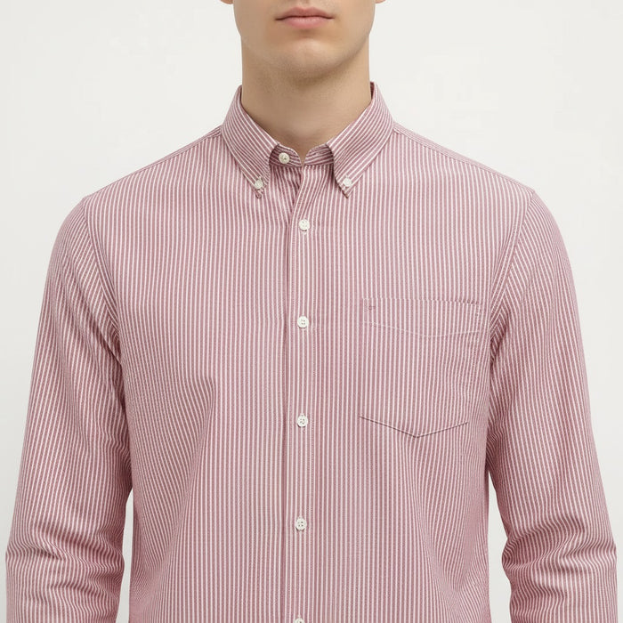 Men Merlot Striped Casual Shirt