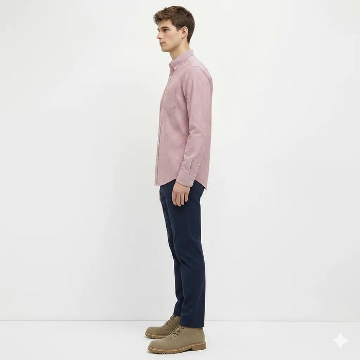 Men Merlot Striped Casual Shirt