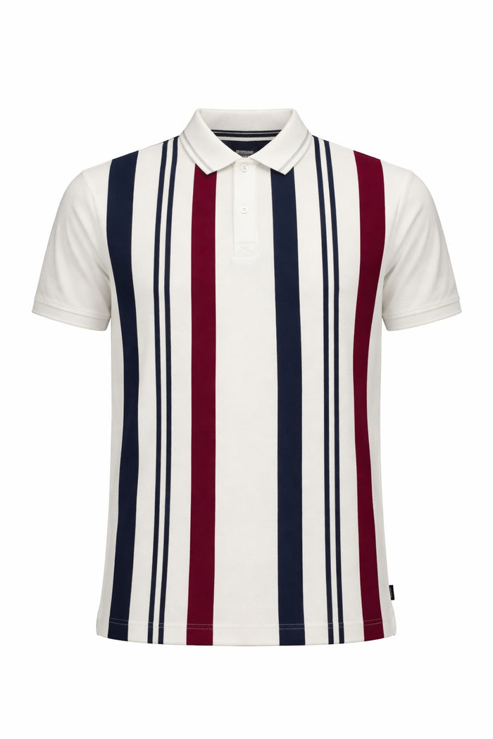 Men Merlot Striped Polo Collar T-shirt