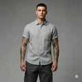 Men Mint Button Down Collar Cotton Shirt
