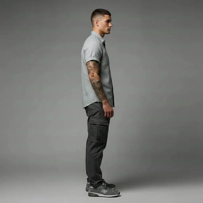 Men Mint Button Down Collar Cotton Shirt