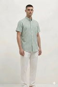 Men Mint Gingham Checks Checked Casual Shirt