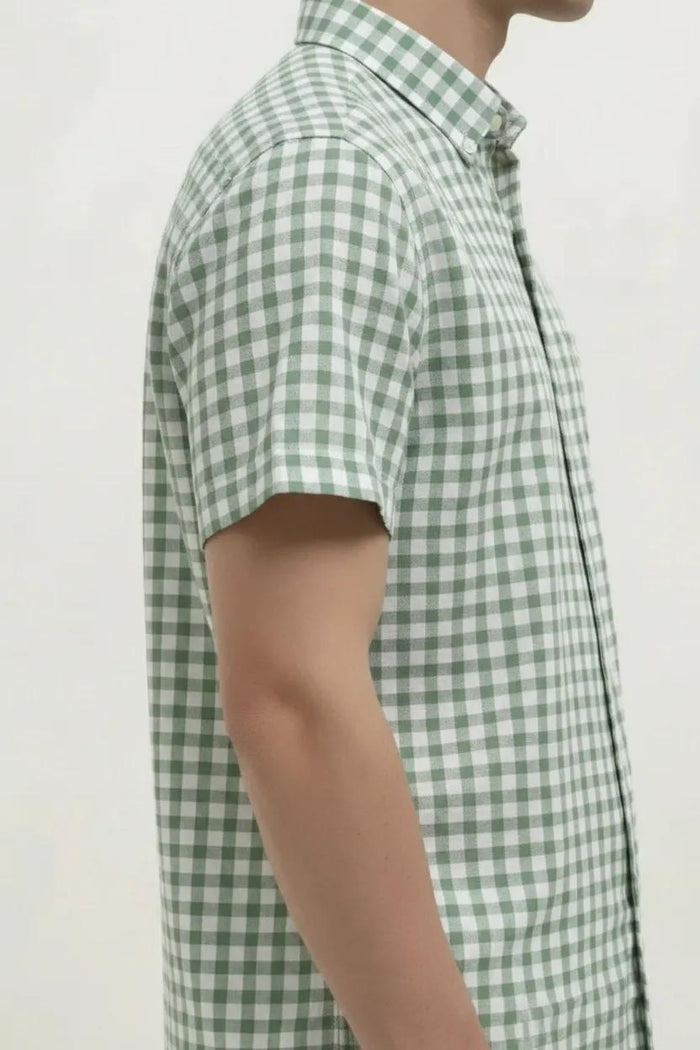 Men Mint Gingham Checks Checked Casual Shirt