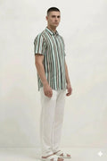Men Mint Striped Casual Shirt