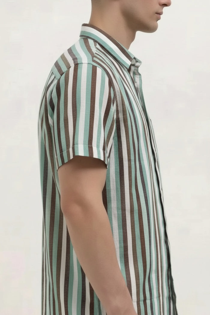 Men Mint Striped Casual Shirt