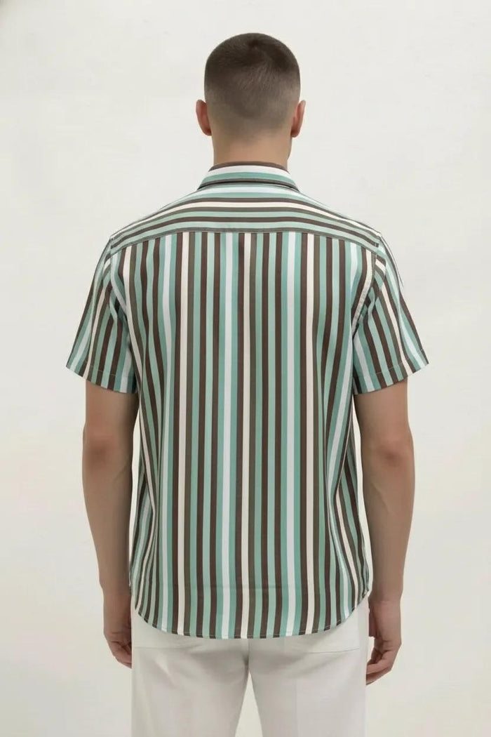 Men Mint Striped Casual Shirt