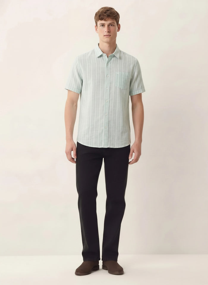 Men Mint Striped Casual Shirt