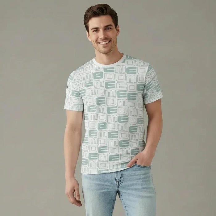 Men Mist Round Neck Typography Printed T-shirt
