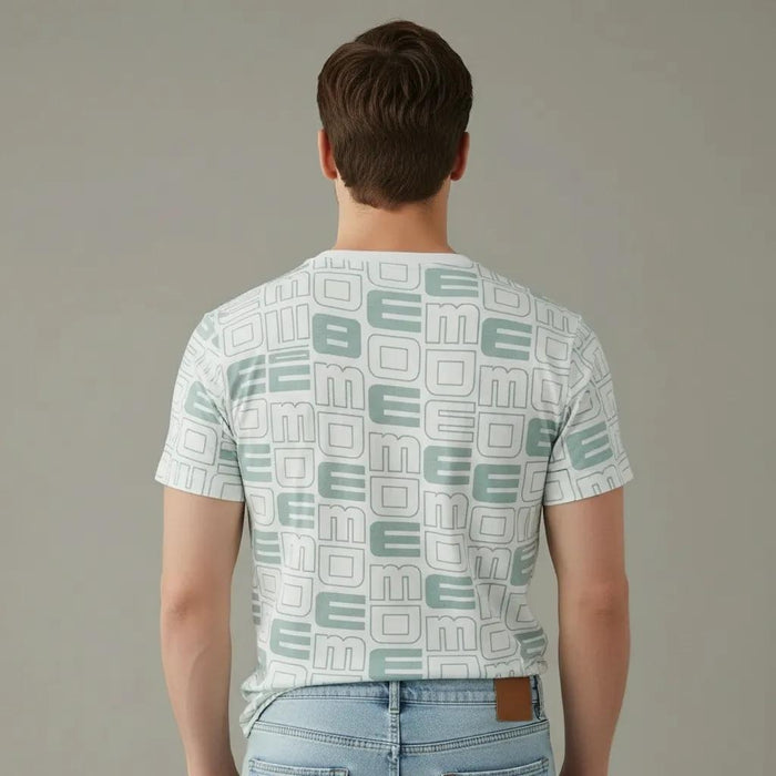 Men Mist Round Neck Typography Printed T-shirt