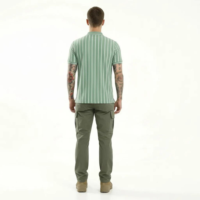 Men Mist Striped Polo Collar T-shirt