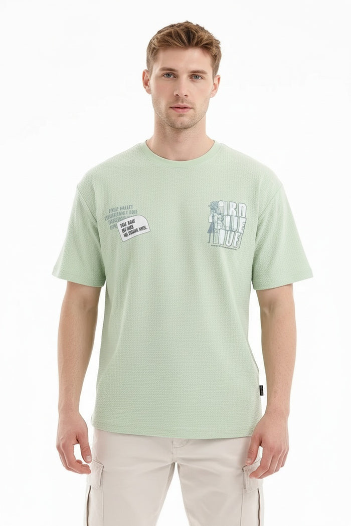 Men Mist Typography Printed Round Neck T-shirt