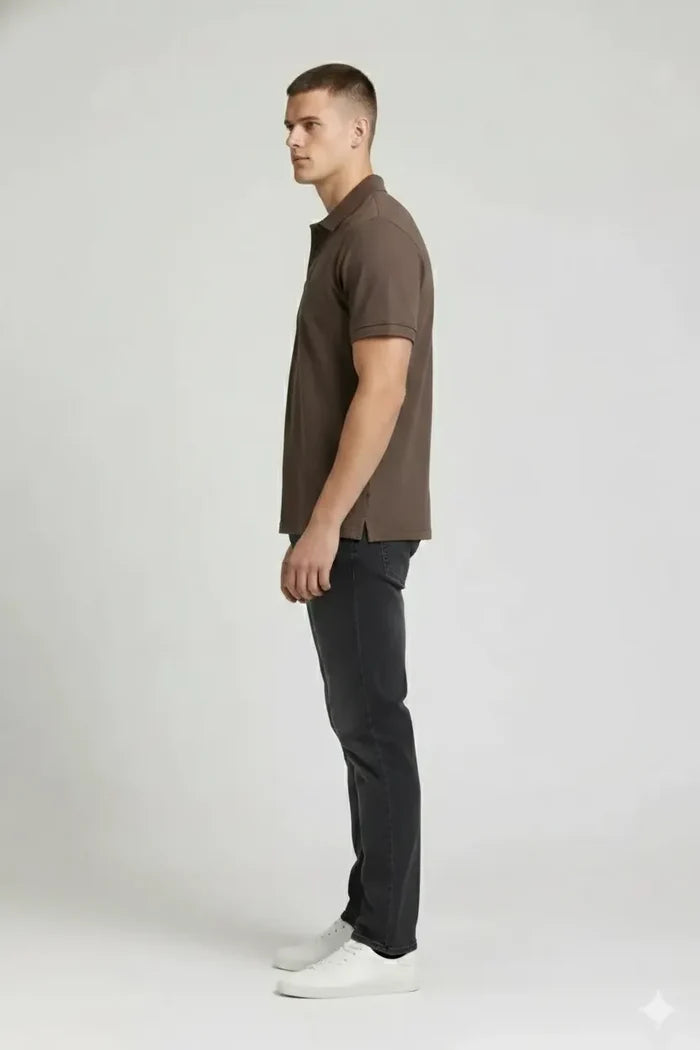 Men Mocha Polo Collar T-shirt
