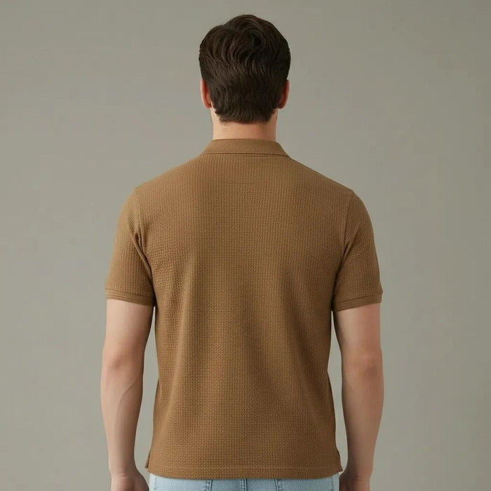 Men Mocha Polo Collar T-shirt