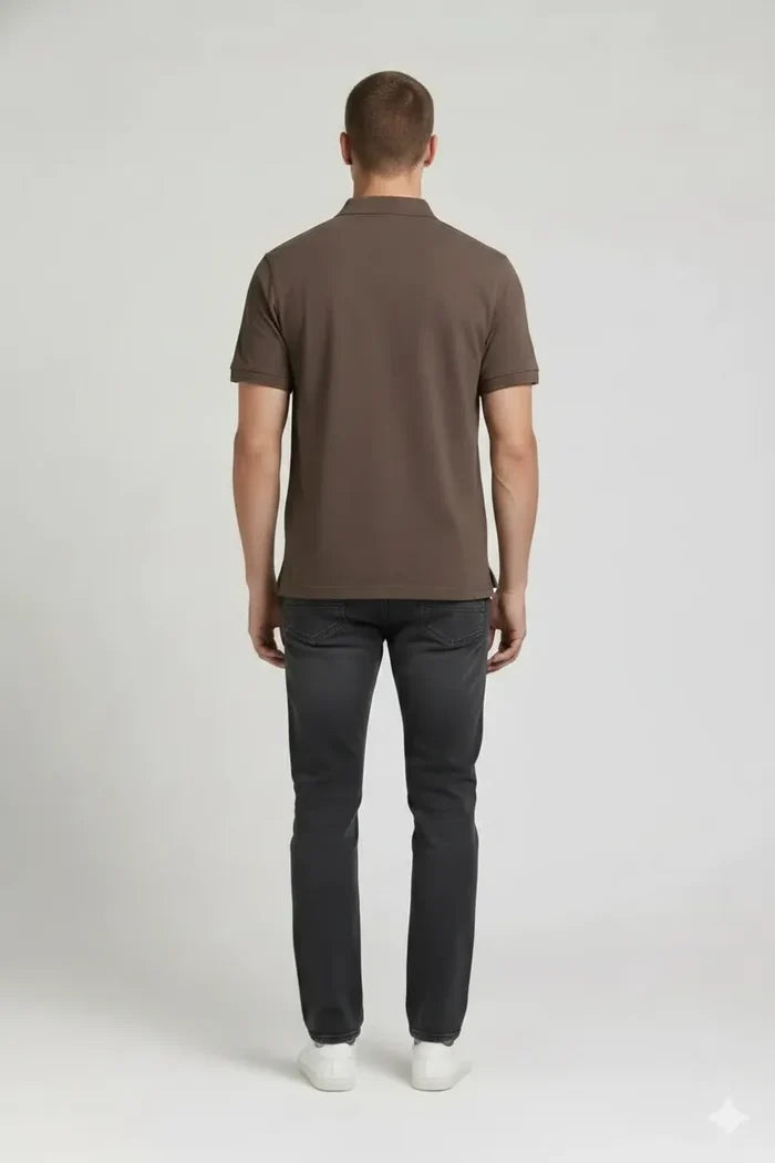 Men Mocha Polo Collar T-shirt