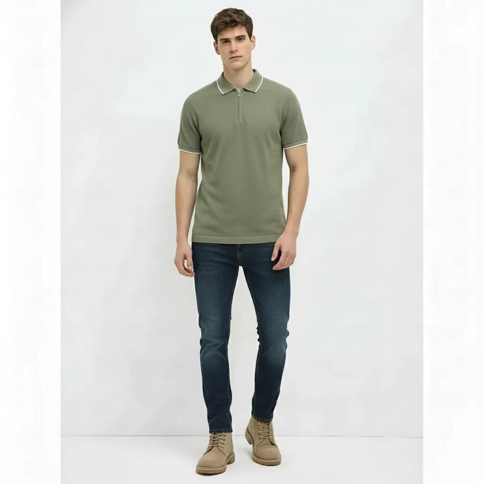 Men Moss Sold Polo Collar T-shirt
