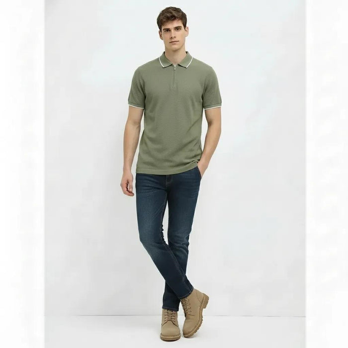 Men Moss Sold Polo Collar T-shirt
