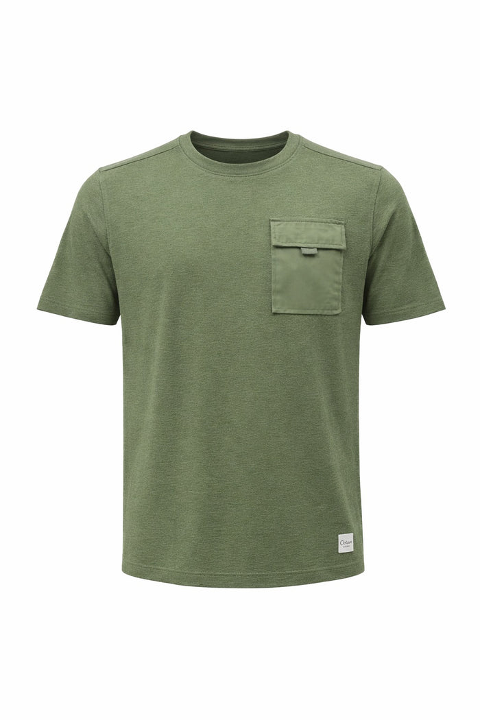 Men Moss Solid Round Neck T-shirt